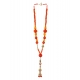 COLLIER NATHALIE JULAN PIERRES ORANGES AGATES CRISTAL BOIS