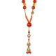 COLLIER NATHALIE JULAN PIERRES ORANGES AGATES CRISTAL BOIS