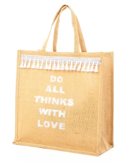 CABAS LOT OF LOVE JUTE POMPONS ARGENTÉ DO ALL THINGS WITH LOVE