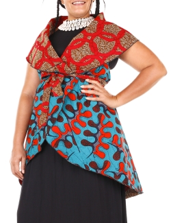 CAPE RICOTON MULTI-POSES WAX TURQUOISE ROUGE réversible BORDEAU T.U