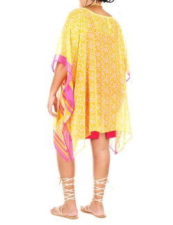 TUNIQUE LOT OF LOVE JAUNE ET ROSE SOIE INDIENNE T.U