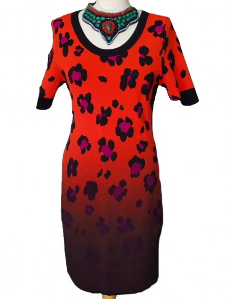 ROBE MARC CAIN ORANGE IMP. NOIT VIOLET M/C MI LONGUE T.L.