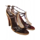 CHAUSSURES GIUSEPPE ZANOTTI MARRON CUIR SANDALES STRASS T.37