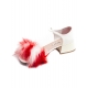 CHAUSSURES MIU MIU BLANC VERNIS POMPONS ROUGE BLANC TALONETTE P.38 ½